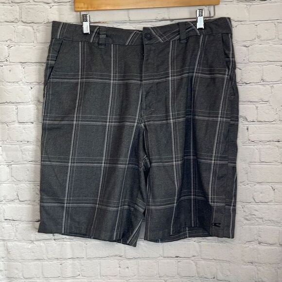 O’Neill Men’s Gray Plaid Knee length Shorts size 36 - Picture 1 of 5